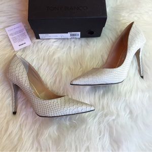 Tony Bianco Python Pumps, Stone White